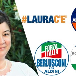 Laura Aldini e i simboli che appoggiano la sua candidatura 