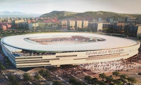 Il rendering del nuovo stadio di Cagliari dedicato a Gigi Riva 