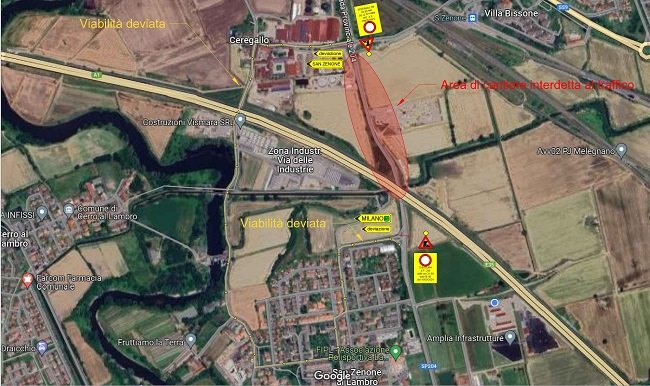 La chiusura stradale con relativa deviazione