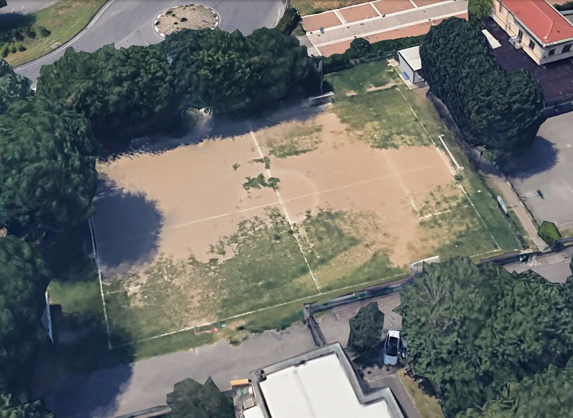 Il campo di calcio come appare oggi
