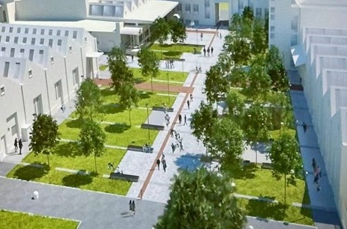 Come sarà piazza delle Associazioni con le nuove alberature previste in sostituzione dei tigli