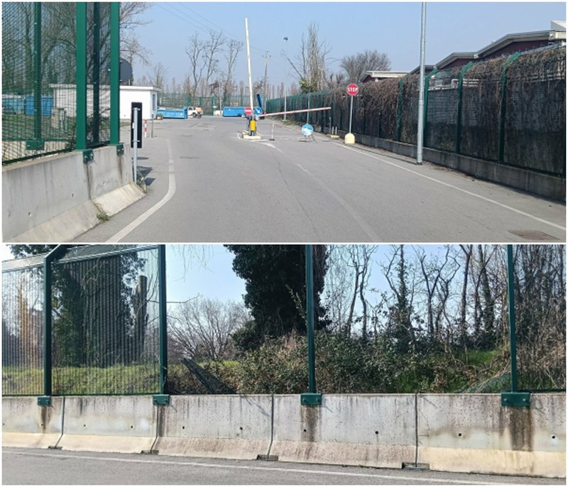 L'ingresso alla Piatatforma Ecologica di Peschiera Borromeo