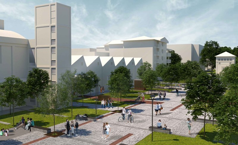 Il rendering del piazzale delle Associaizoni