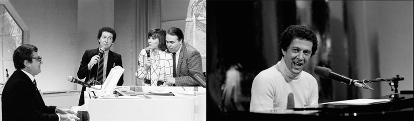 (a sinistra) Trasmissione dedicata a Lelio Luttazzi (al pianoforte) con Ivana Monti e Arturo Testa - 1976 (a destra) MUSICALMENTE - 1979