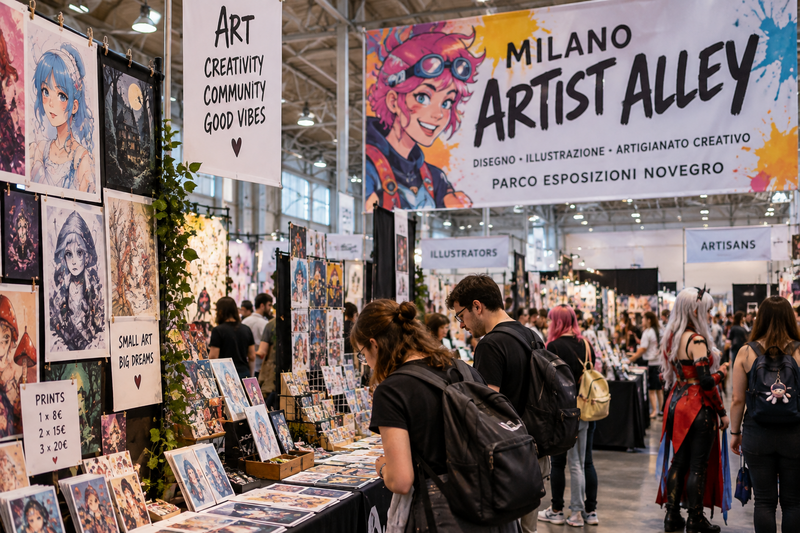 Milano Artist Alley Novegro 2026 al Parco Esposizioni Novegro (AI Image)