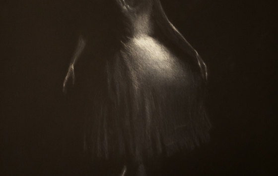 danseur blanc I, pastello bianco su cartoncino 35x50, 2016, Canosso 