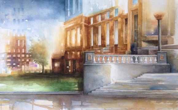 Paesaggio N.8, acquarello su cartoncino, 36x51 cm, 2015 