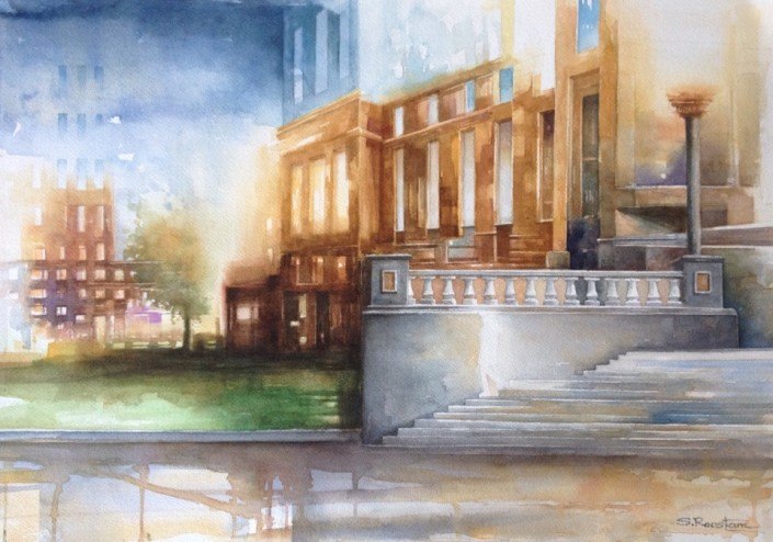 Paesaggio N.8, acquarello su cartoncino, 36x51 cm, 2015