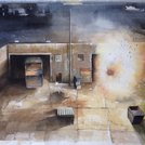 Rude aeakening, acquarello su cartoncino; 36x51cm; 2015