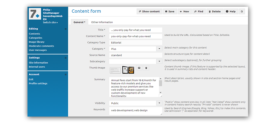 Organize and publish contents