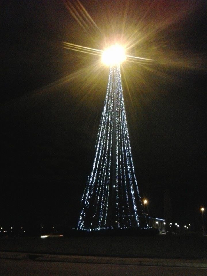 L'albero di Natale illuminato della torre 