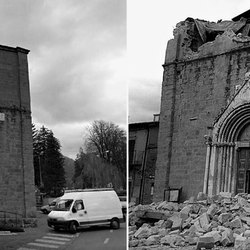 La chiesa di San Francesco ad Amatrice, prima e dopo il sisma 