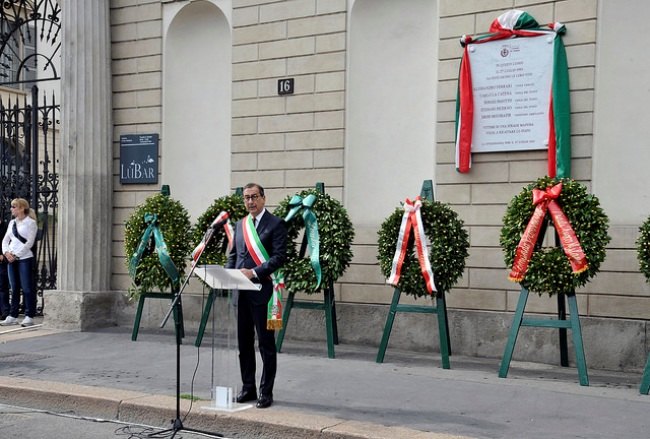 Beppe Sala durante la commemorazione 