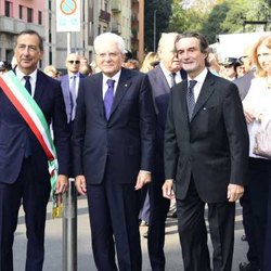 Da sx: Beppe Sala (sindaco di Milano), Sergio Mattarella e Attilio Fontana (presidente Regione Lombardia) 