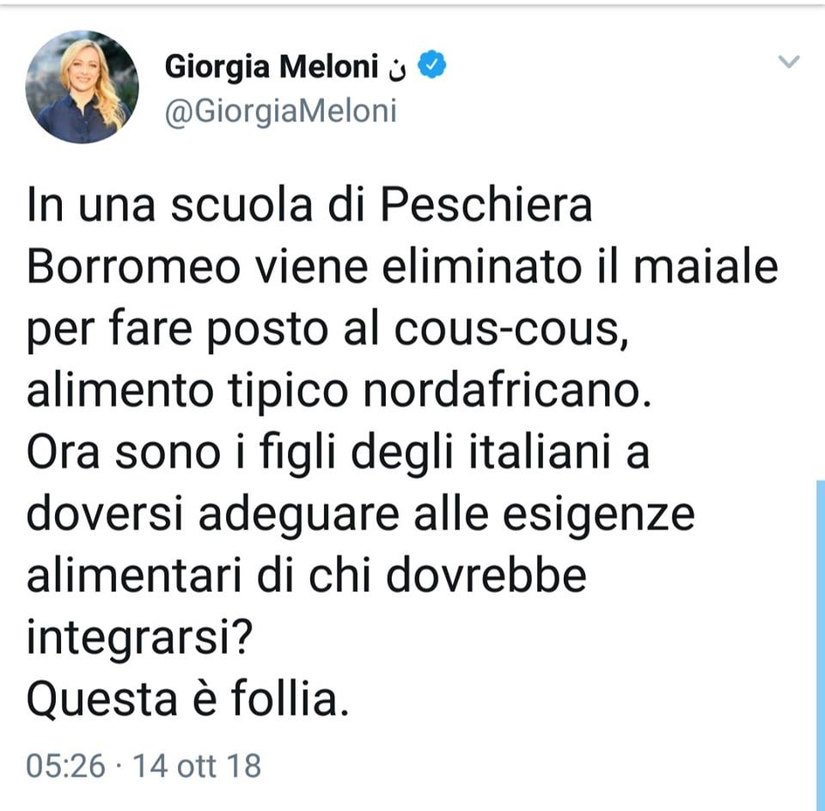 Il Tweet di Giorgia Meloni che ha scatenato le polemiche 
