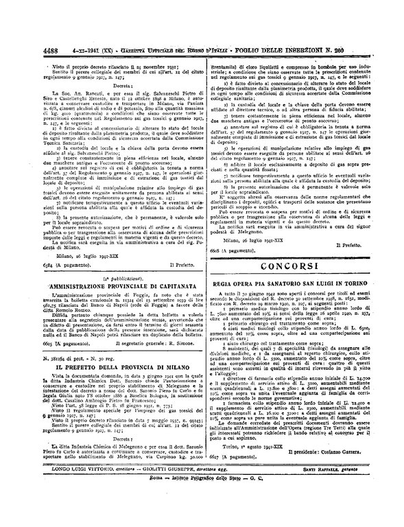 Gazzetta Ufficiale 4 novembre 1941 