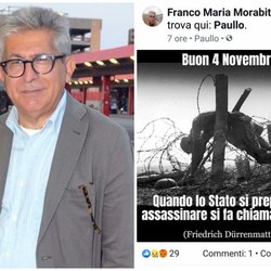 A sinistra Franco Maria Morabito a destra il post pubblico sotto accusa 
