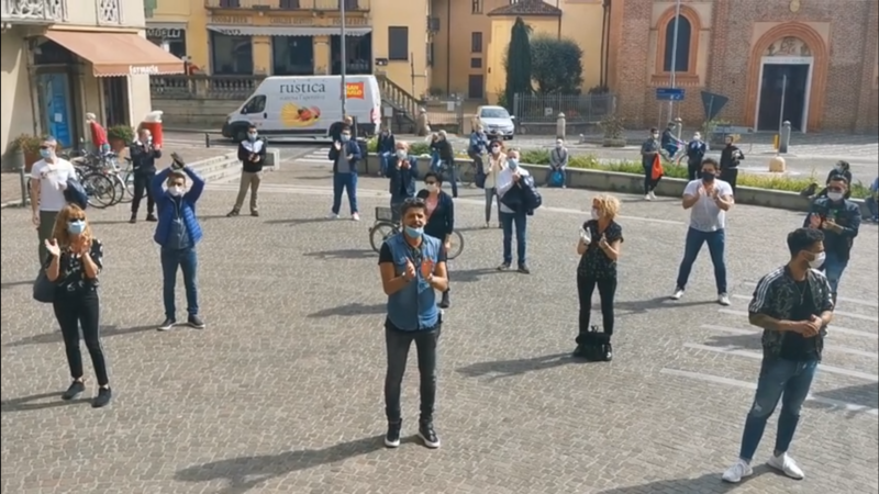 Melegnano, un fotogramma del Flashmob del 30 aprile 