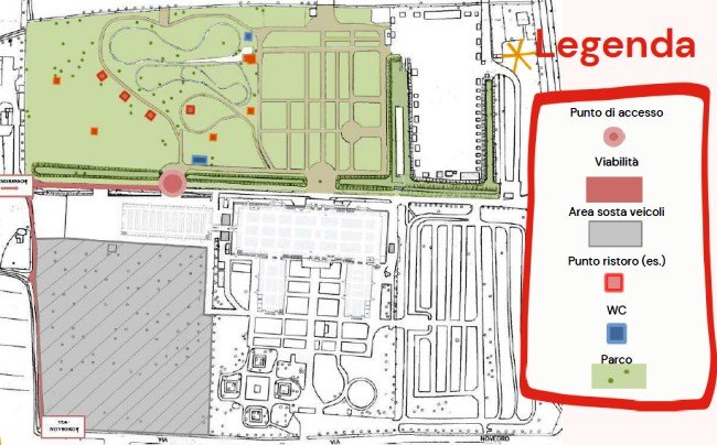 La planimetria del parco con relativa legenda 