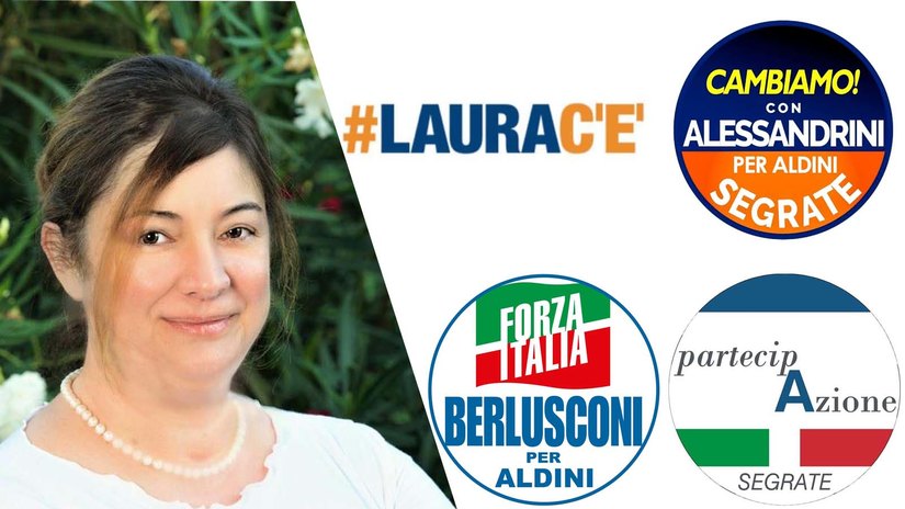 Laura Aldini e i simboli che appoggiano la sua candidatura 