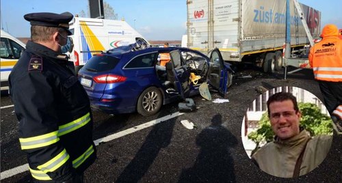 Il pauroso incidente e Sabino Spagnoli l'uomo deceduto alla guida dell'autoveicolo 