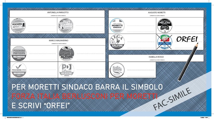 Per Moretti sindaco, barra il simbolo di Forza Italia, scrivi Orfei 