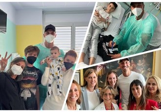 Zlatan Ibrahimovic con i pazienti e lo staff del reparto di Cardiochirurgia pediatrica 