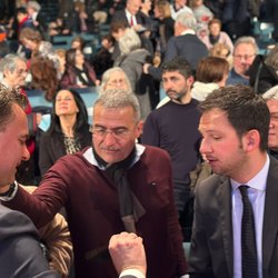 Fabio Altitonante ad un incontro elettorale con Augusto Moretti e Marco Segala, 