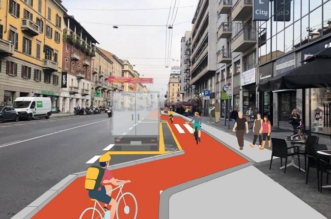 Come sarà la nuova ciclabile di corso Buenos Aires 