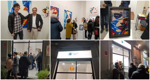 In alto a sinitra l'artista DutyGorn con il curatore della mostra Giovanni Busacca 