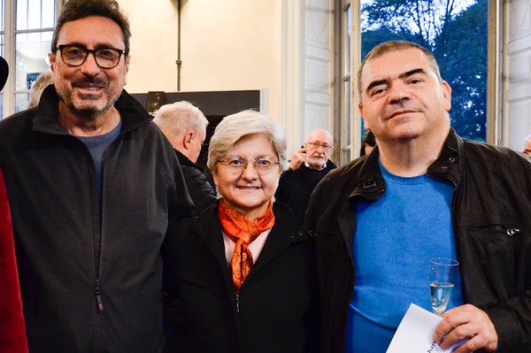 Da sinistra Roberto Ardizzione, editore di GlobeTodays; Caterina Majocchi critico d'arte; Giulio Carnevale vicedirettore di 7giorni. Credits Mimmo Pepe