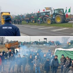 Gli agricoltori in protesta a Melegnano 