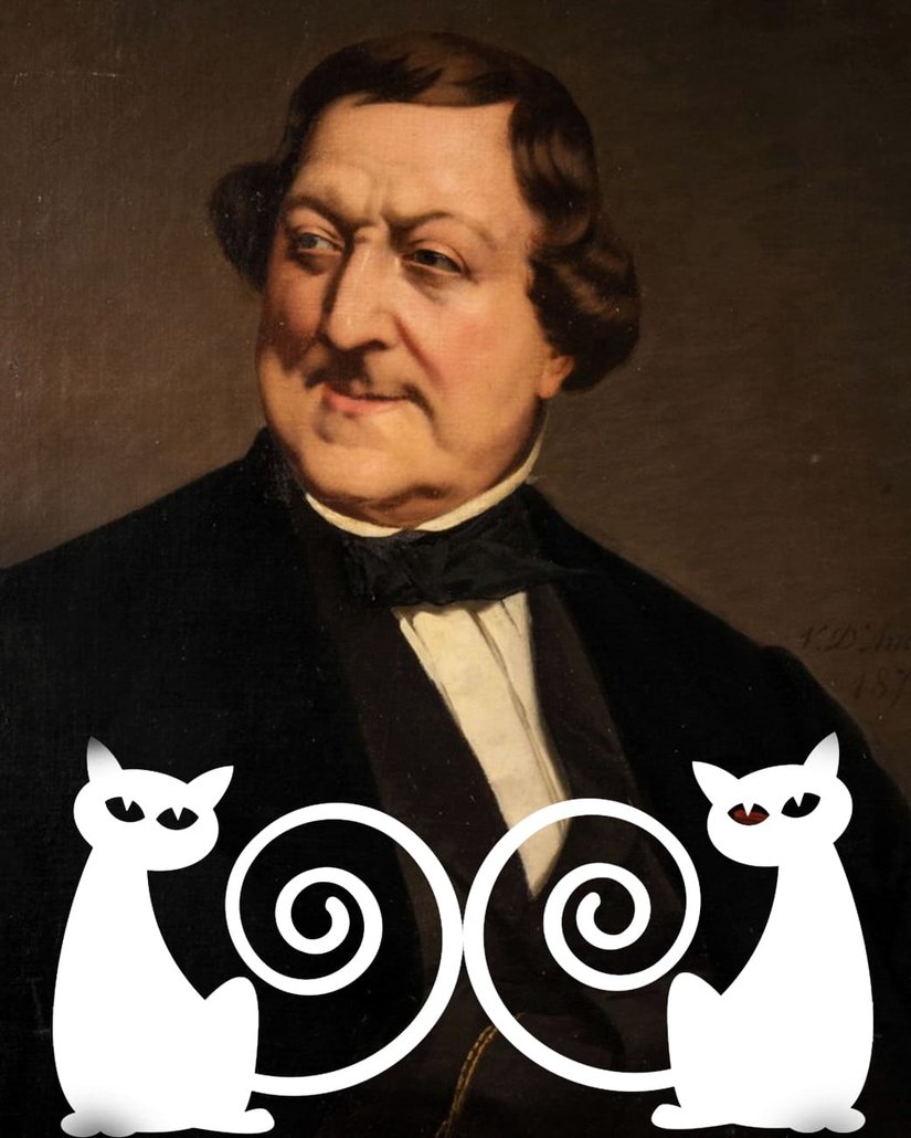 GIoachino Rossini autore del Duetto buffo di due gatti tra i brani del Concerto in Miao 