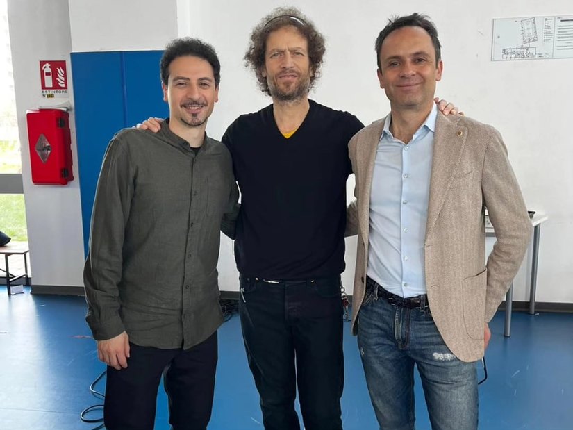 I docenti di musica dell'Istituto P.asquale Sottocorno di Milano: Giulio Costantini e Alessandro Nardin con Francesco Tricarico 