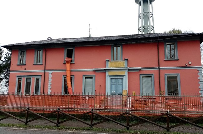 L'ex Municipio di Tribiano durante i lavori di ristrutturazione 