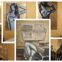 Le opere di Carla Bruschi esposte al bar Ruzza di via Due Giugno a Peschiera Borromeo 