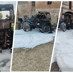 Le immagini della carcassa del trattore 