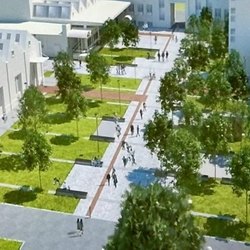 Come sarà piazza delle Associazioni con le nuove alberature previste in sostituzione dei tigli 