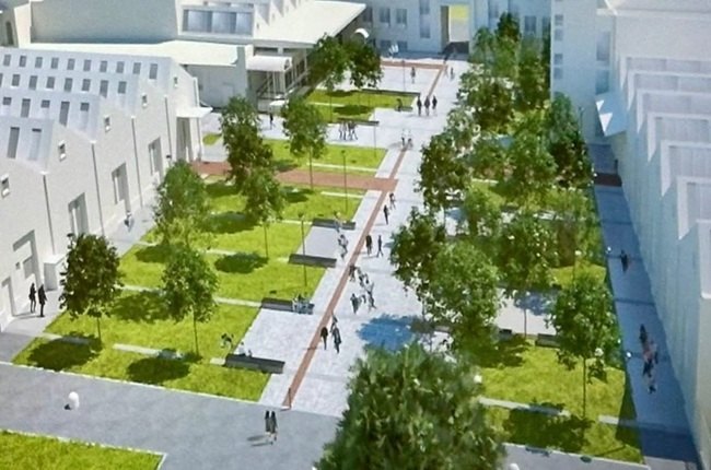 Come sarà piazza delle Associazioni con le nuove alberature previste in sostituzione dei tigli 