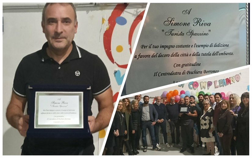 Il riconoscimento a Simone Riva alias il Turista Spazzino 