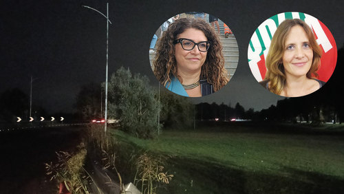 Il tratto della Circonvalazione Idroscalo senza l'illuminazione pubblica 