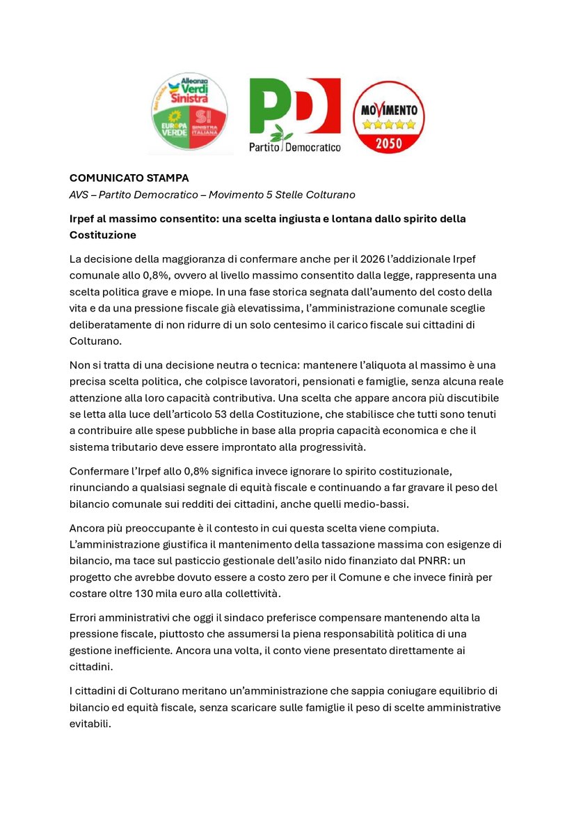 Il Comunicato stampa integrale 