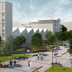 Il rendering del piazzale delle Associaizoni 