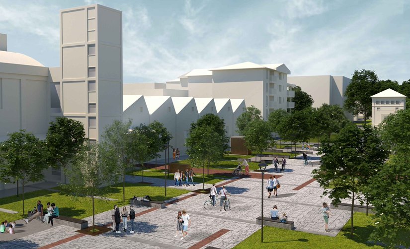 Il rendering del piazzale delle Associaizoni 
