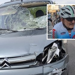 L'auto del 59enne, danneggiata dopo l'impatto mortale 