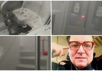 I momenti dell'incendio, a destra in basso Giuseppe Tafuri (59anni) 