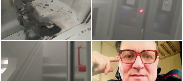I momenti dell'incendio, a destra in basso Giuseppe Tafuri (59anni) 
