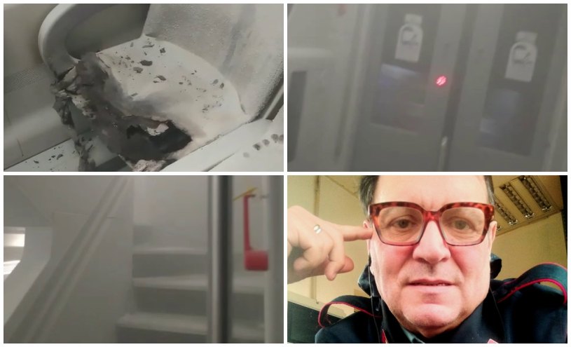 I momenti dell'incendio, a destra in basso Giuseppe Tafuri (59anni) 