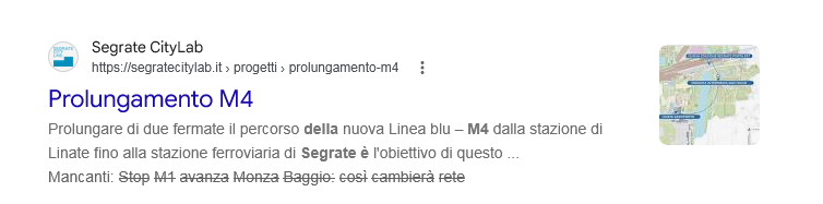 Il risultato della ricerca ancoa indicizzato nonostate il portale non sia più raggiungibile 