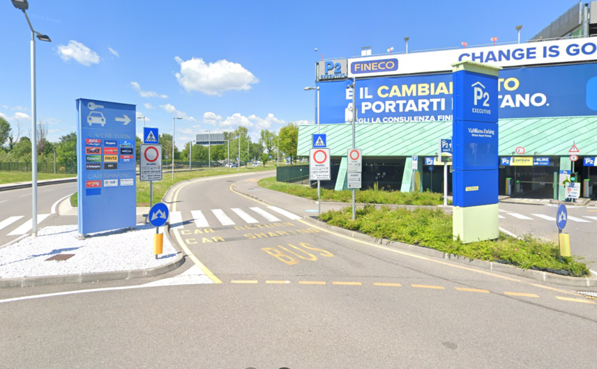 Ingresso car return all'aeroporto di Linate 